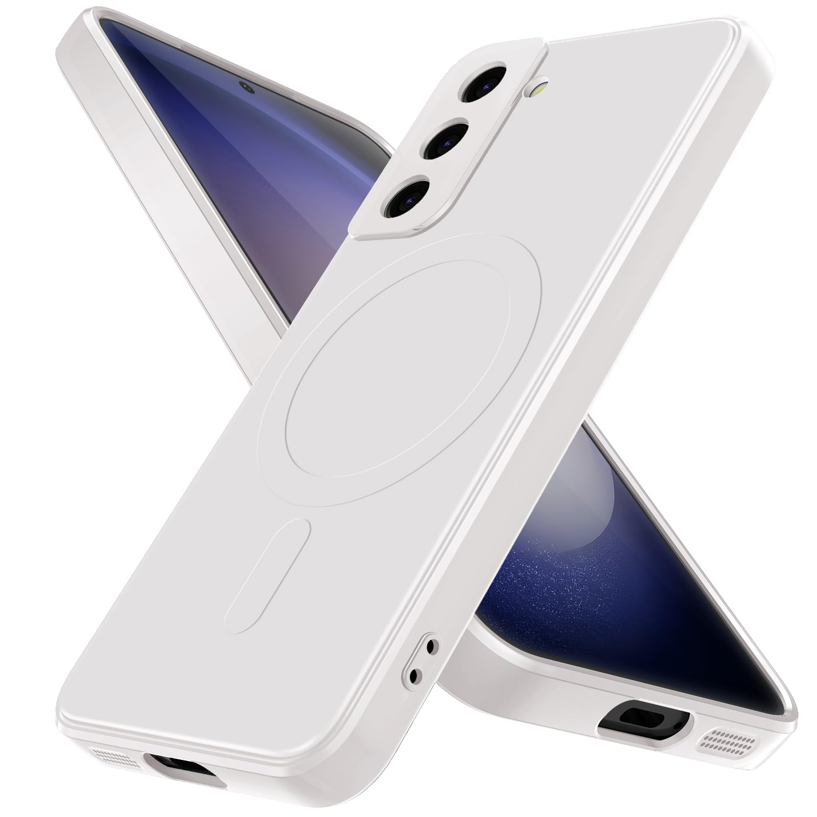 DNTMZIN for Samsung Galaxy S22+ Plus Case,Compatible with Magnetic, [Military Grade Drop Tested] Shockproof Slim Thin Phone Case,8-S22P-White