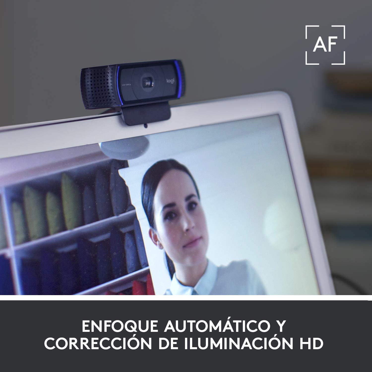 Logitech C920 HD Pro Webcam,Videoconferencias1080p/30 fps,Sonido Estéreo,Corrección de Iluminación HD,Skype/Hangouts/FaceTime, PC/Mac/Android/Chromebook, Funcionan con Teams, Google Meet, Zoom-Negro