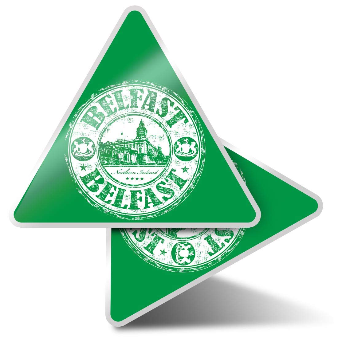 2 x Triangle Stickers 10 cm - Belfast Northern Ireland Travel Ireland Fun Decals for Laptops,Tablets,Luggage,Scrap Booking,Fridges #5964