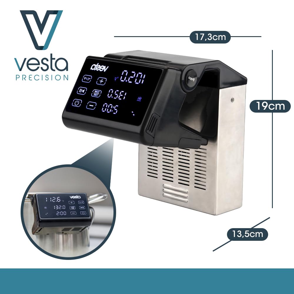Vesta Precision Thermocirculateur à Immersion SV91 Imersa Pro pour Cuisine basse Température avec App de Contrôle compatible avec les Réservoirs d'eau ≤50L | Conception Pliable Couleur Noire