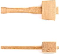 Vista 3 de QWORK Maza de madera, martillo manual para hielo de 9.5" de haya. Martillo de carpintero de madera maciza. Herramienta manual para carpintería