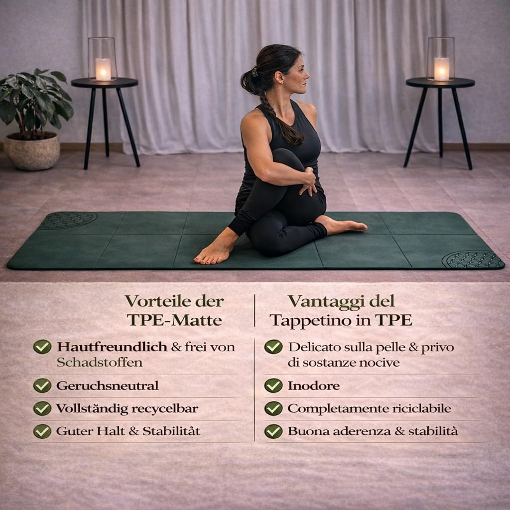 Esterilla de yoga antideslizante plegable de TPE reciclable – Esterilla de yoga de viaje – Esterilla Yoga Pilates Fitness Gimnasio – 183 x 61 cm