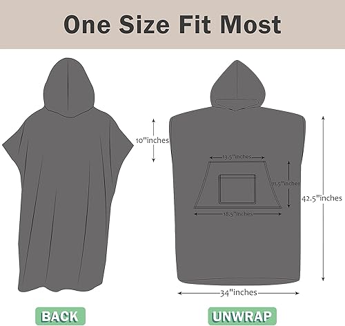 Miniatura 8 de Toalla cambiadora de poncho de surf con capucha, traje de neopreno de microfibra de secado rápido para surf, playa, natación, piscina, deportes