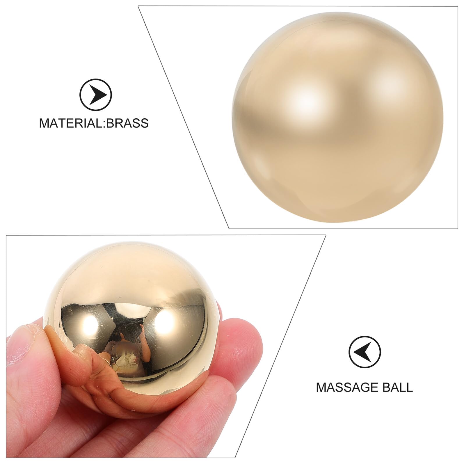 Pelota de Masaje de Mano de Latón Dorado 2 Piezas, Bola Sólida