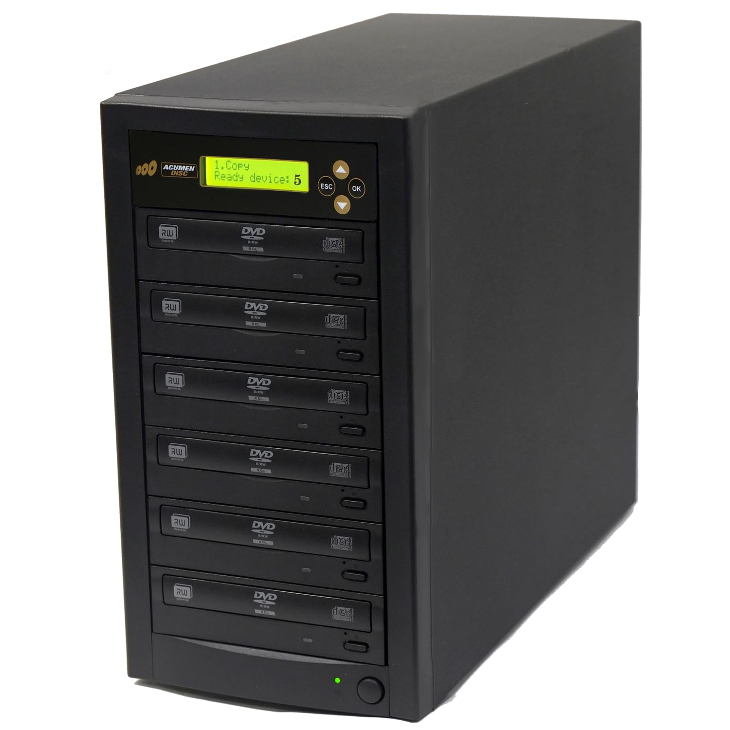 Acumen Disc 1 to 5 Multiple DVD CD Discs Duplicator Machine Unit with 500GB Hard Drive Disk HDD & USB 3.0 External Connection (Standalone Audio Video Copy Tower, Duplication Device)