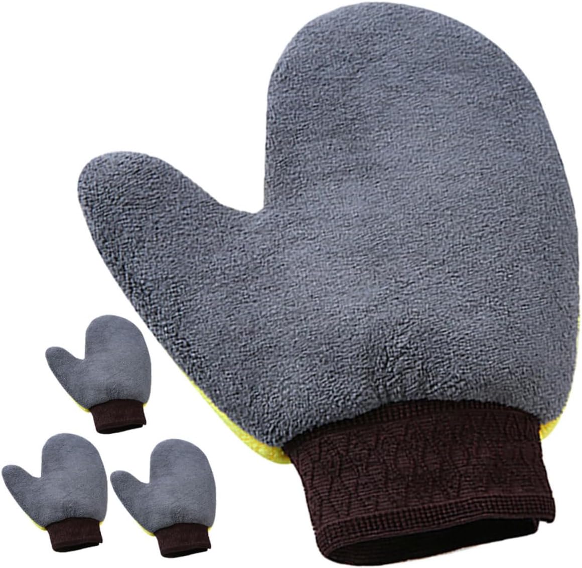 CHILDWEET 4pcs Chenille Car Wash Mitts Microfiber Wash Mitten Dual Side Car Glove for Auto Detailing