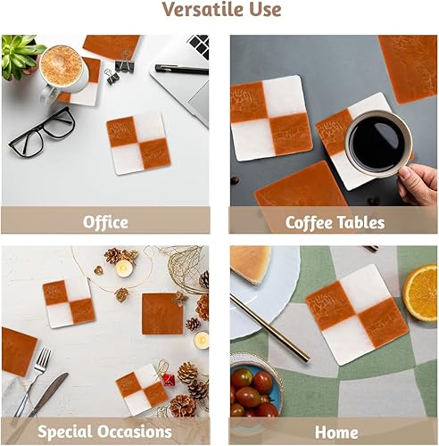 Miniatura 5 de Folkulture Juego de 4 posavasos bohemios (4 pulgadas) para mesa de café, posavasos hechos a mano para bebidas, bonitos posavasos impermeables para