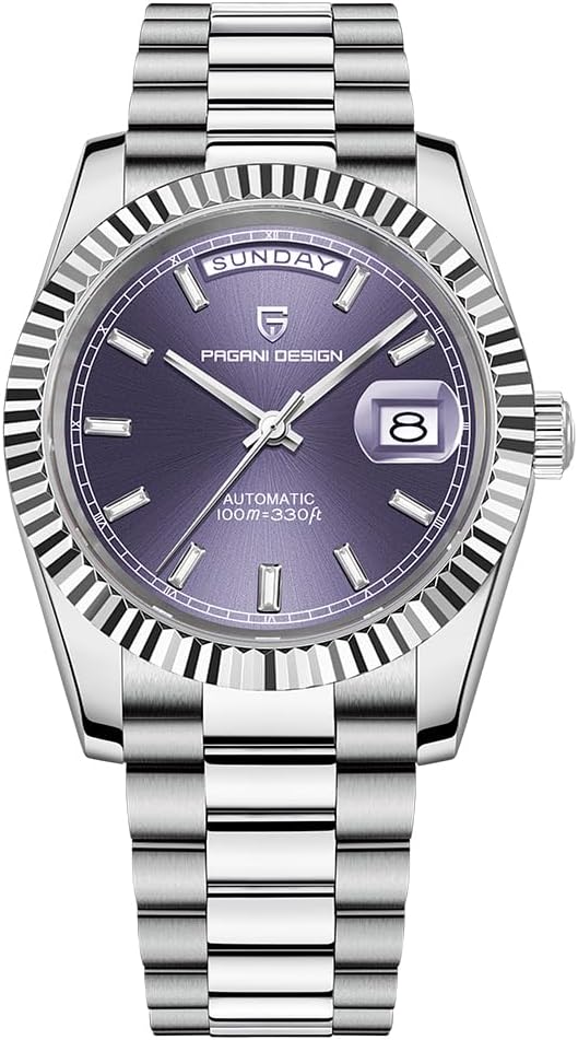 RollsTimi Pagani Design Men's Automatic Watch, NH36A Movement DD40 AR Sapphire Glass 100 Meter Resistant Men's Classic Casual Sport PD-1783 (Purple AT-1783)