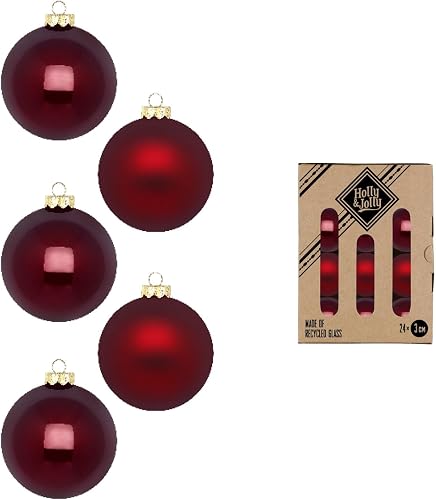 Holly & Jolly - Boules de Noël Smooth Port, 24 pièces