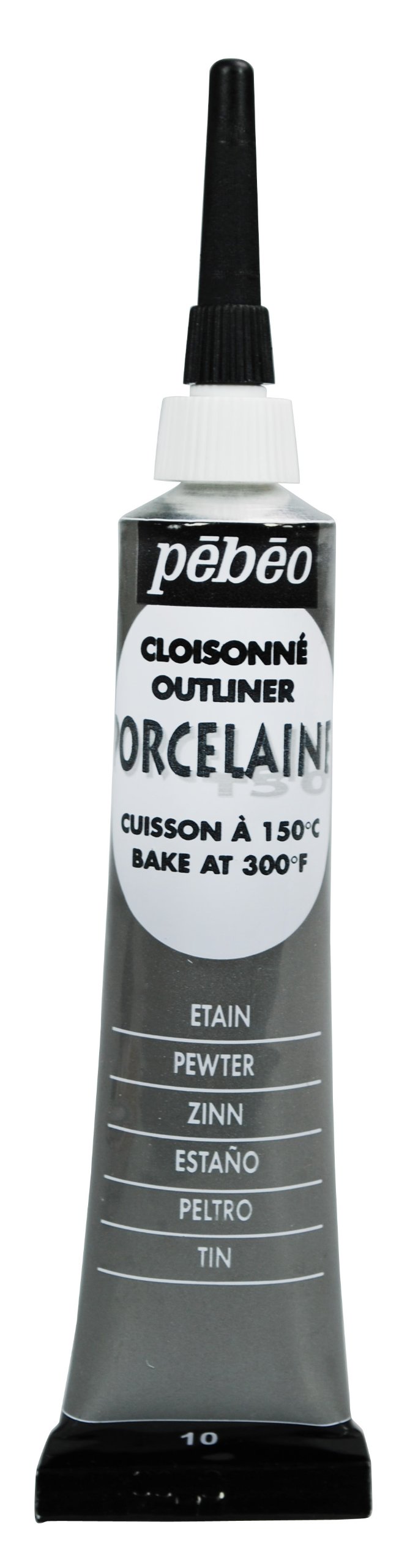 Pebeo 036-010 Porcelaine 150, China Paint Outliner, 20 ml Tube - Pewter