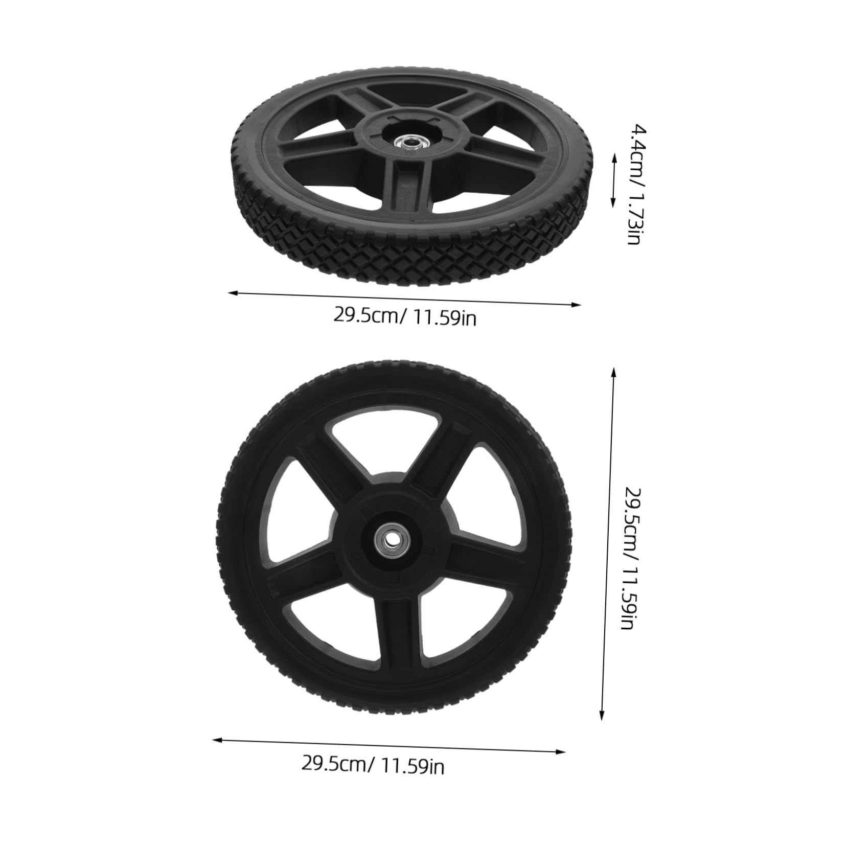 2 Piezas rueda de cortacésped ruedas de plástico para empuje de la cortacésped de polivinilo Negro