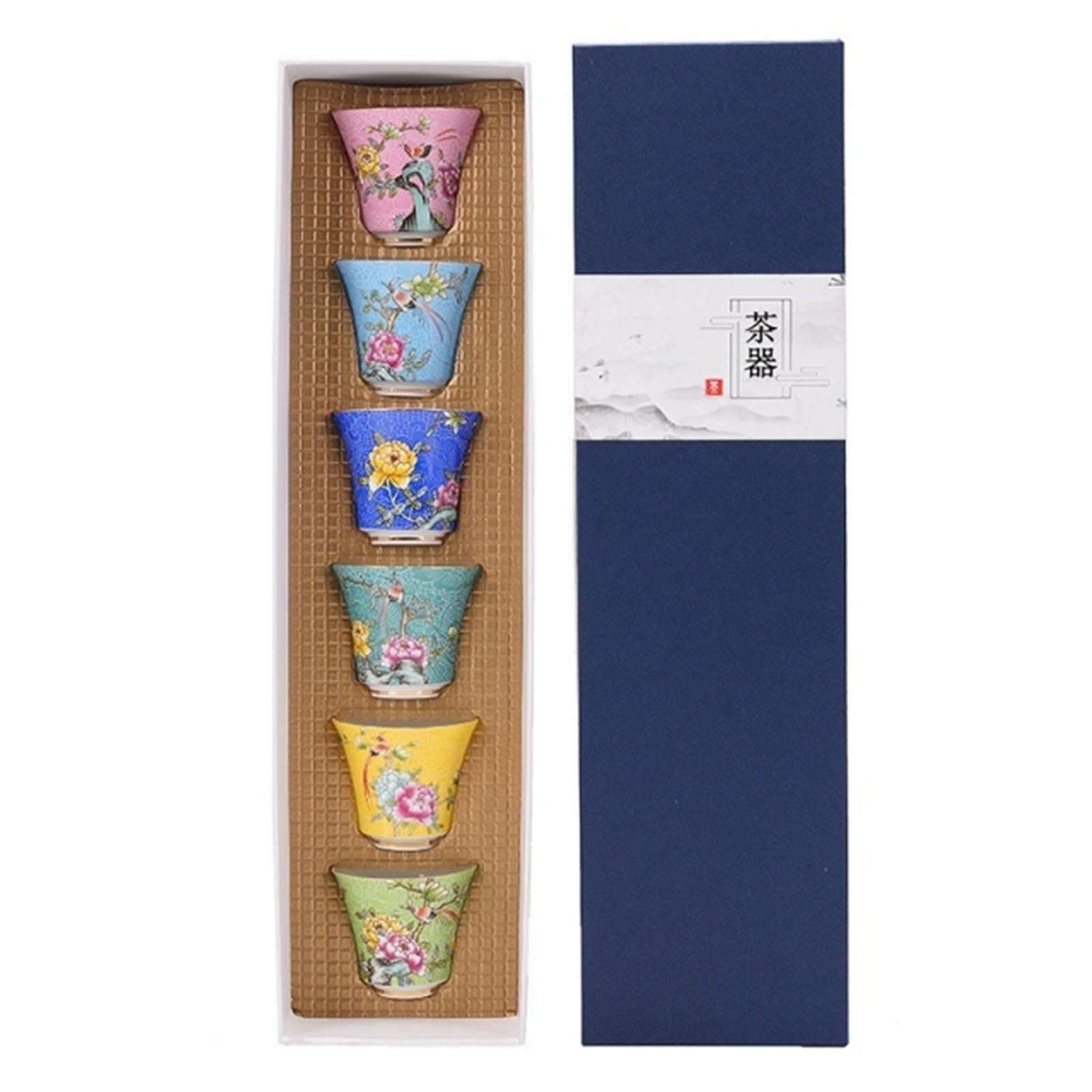Taza infusora de té, 6 unidades, cerámica azul y blanca, juego de tazas de té Kung Fu de porcelana para la tarde, tazas de café expreso, taza de té de cerámica japonesa