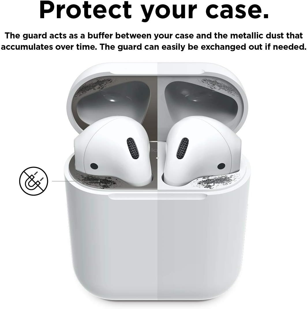 elago Upgraded AirPods Dust Guard (Matte Space Grey, 1 Set) – Dust-Proof Film, Luxurious Looking, Must Watch Easy Installation Video, Protect AirPods from Metal Shavings [US Patent Registered]