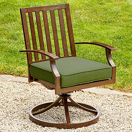 Royal Garden Outdoor Swivel Rocker Patio Dining Chairs Set Of 2, Rust Free Aluminum Frame All Weather Patio Chairs With Premium Weather-Resistant Olefin Cushions And Wood Look Finish (Green) #TOP1