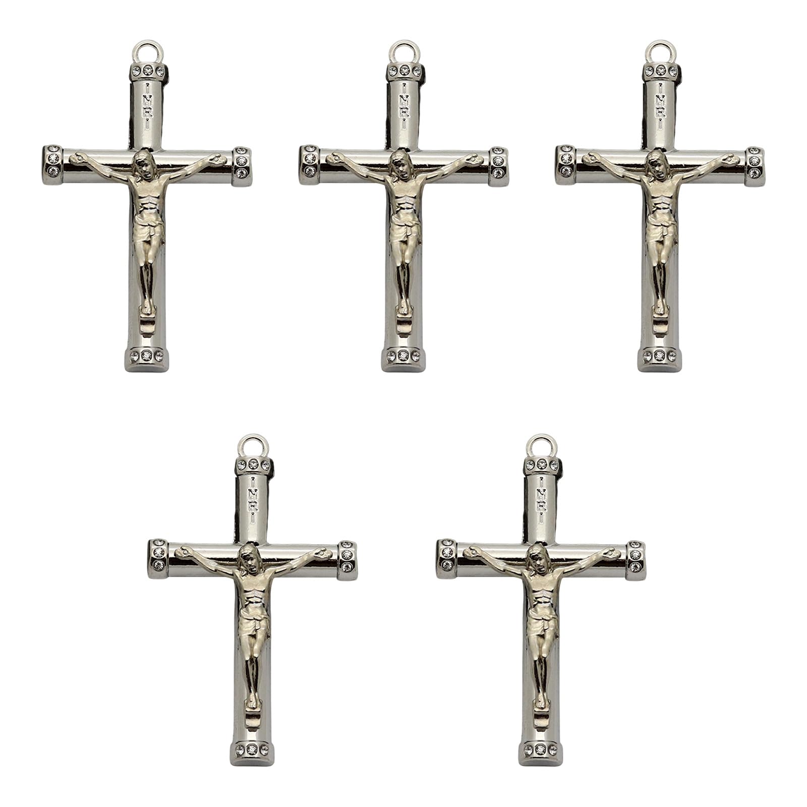 Tsophreniq 5pcs Catholic Cross Charm Pendants for Woman Girl Keychains Necklaces Making Jewelry Finding Keyring Decorations Cross Decorations for Wall