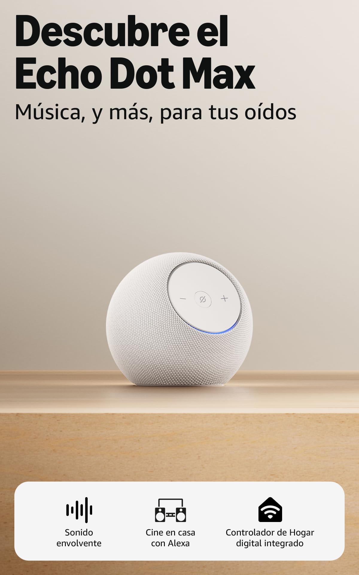 Amazon Echo Dot Max (última generación): altavoz Alexa con sonido envolvente y controlador de Hogar digital integrado, Grafito — view 9