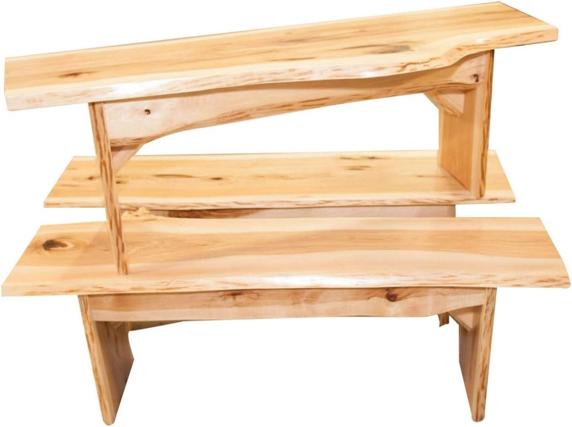 Rustic Red Door Co. Live Edge Wood Bench for Dining Table, Entryway, Bedroom, Living Room Accent, Solid Wooden Slab, Rustic Furniture, 4' Long, Hickory Wood with Clear Coat