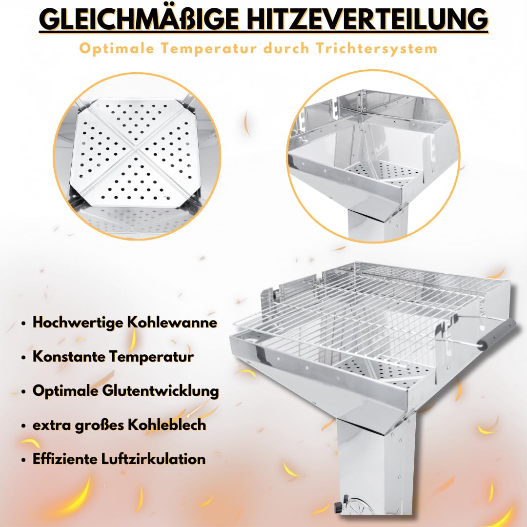ACTIVA Holzkohlegrill Erfurt I Premium Holzkohle Grill inkl. hochwertigem & verchromtem Grillrost I Robuster Kohlegrill für ein einzigartiges Grillerlebnis