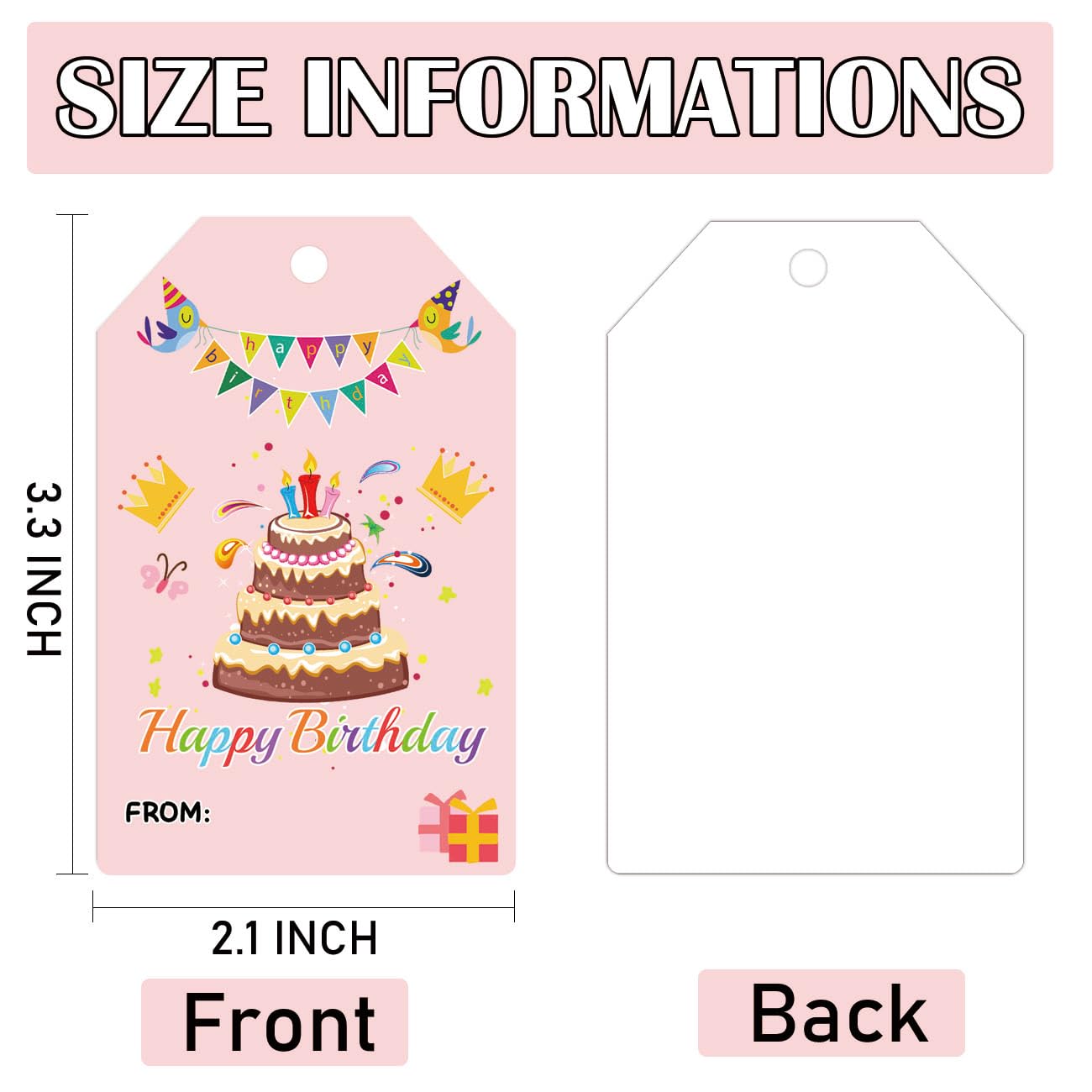 50 Stück Happy Birthday Geschenkanhänger Mit Schnur - Bunte Punkte Design