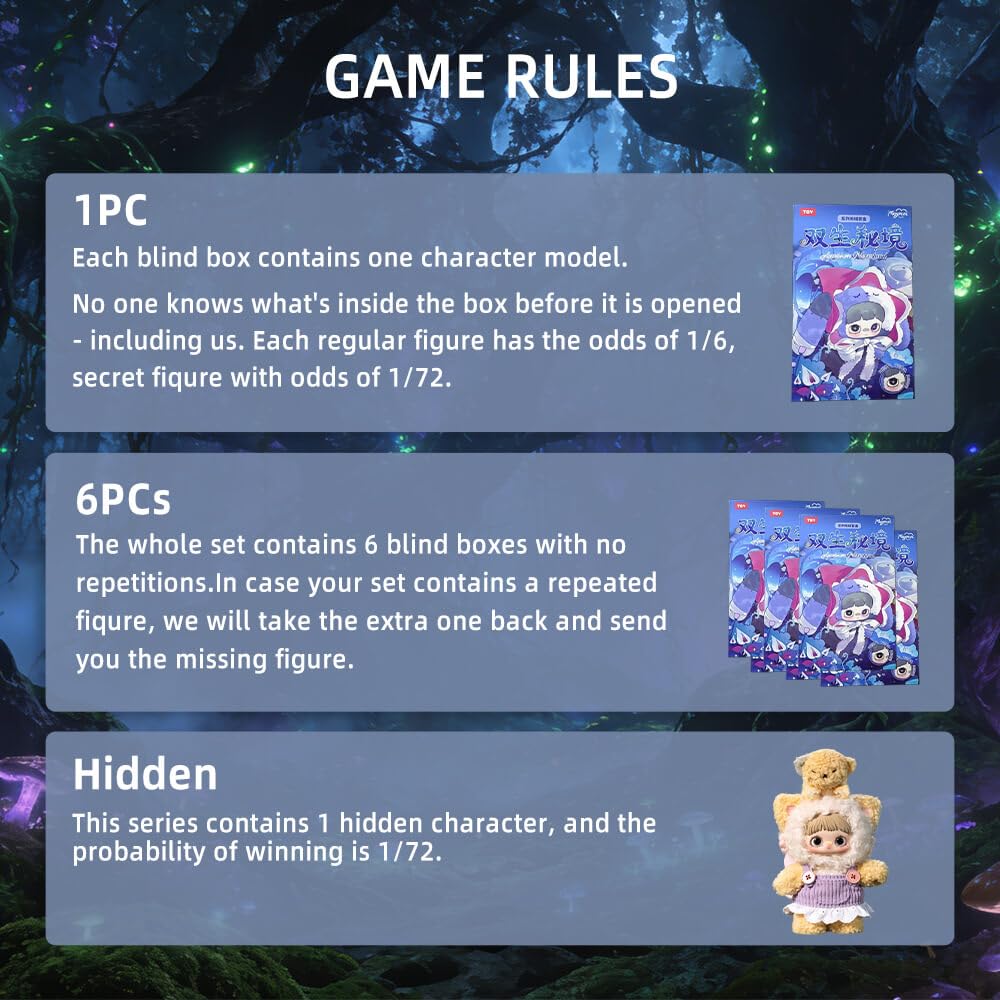 niannyyhouse Maymei Twin Secret Realm Series Plüschpuppe Blind Box, gefüllte Plüschtiere, Sammlerstück, Geschenke (1 Stück)