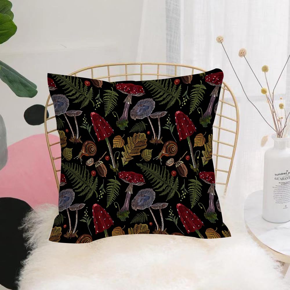 Hyosxw Seamless Watercolor Pattern Of Autumn Leaves - A1 Cushion Cover,Throw Pillow Case Home Decorative For Living Room Bedroom Sofa Chair 18X18 Inch,Seamless Watercolor Pattern Of Autumn Leaves Wild Berries And Amanitas On A Dar,Pillowcase 45X45cm