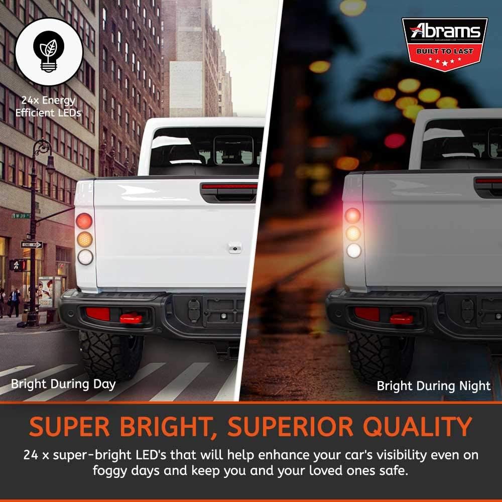 4" Amber LED Trailer Tail Light - Round Truck DOT Certified Park Turn Signal Lights – IP67 Waterproof RV Semi Truck Taillight – 24 Bright LEDs With Colored Lens, Grommet & Plugs Included - 1 Pack