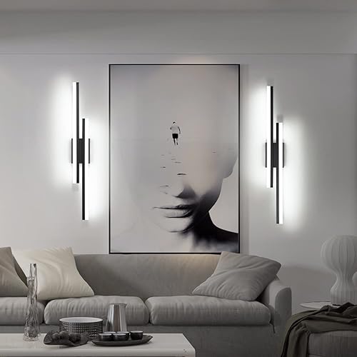 Miniatura 3 de PRESDE - Moderna lámpara LED negra, con regulador de intensidad de 32 pulgadas, para el espejo del tocador de baño (blanco frío, 6000 K)