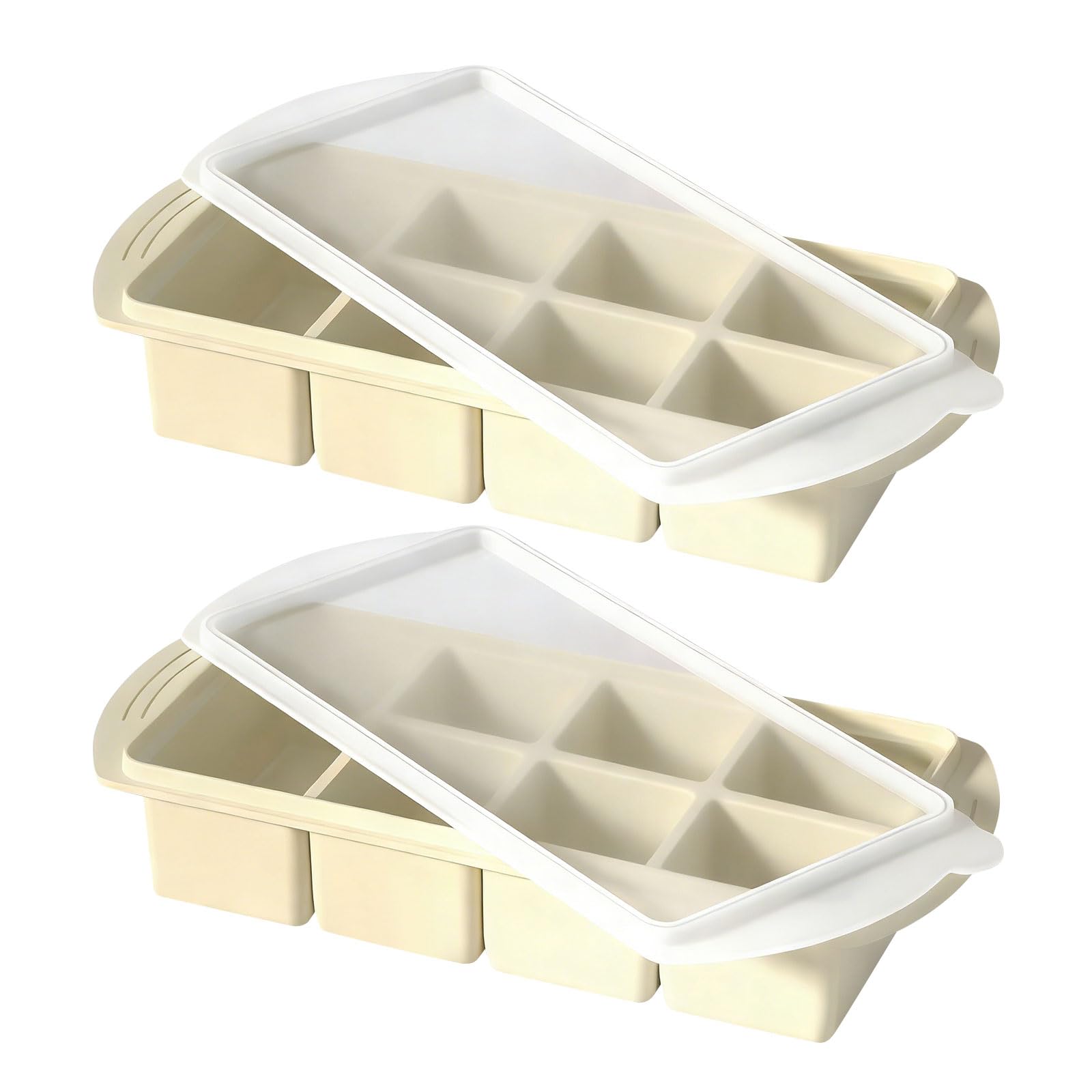 ZEPFJHE 2PCS Stackable Silicone Ice Molds and Easy Release Design for Baking and Freezing Flexible Elastomer Mold