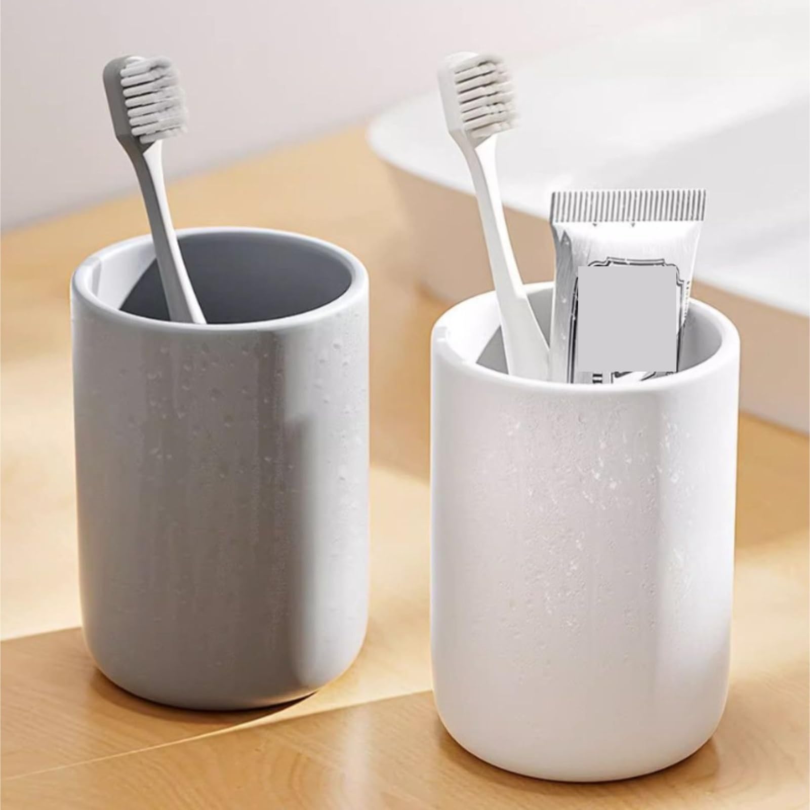 Uchwyt na Szczoteczki do Zębów, Uchwyty Na Szczoteczki Do Zębów Łazienki Szybkoschnąca Pasta W Kształcie Kubka Zlewu Organizer na Głowice(Grey)
