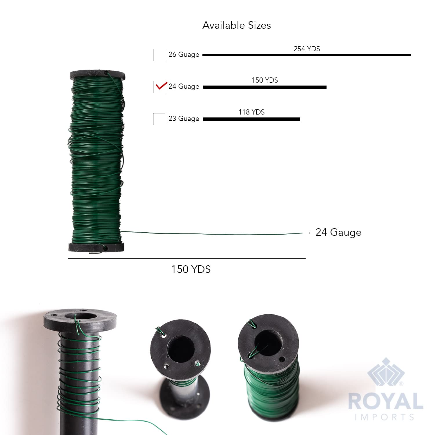 Royal Imports Blumendraht – Grün, 137 M, 24 Gauge, Wasserdicht, Für Blumenarrangements & Basteln