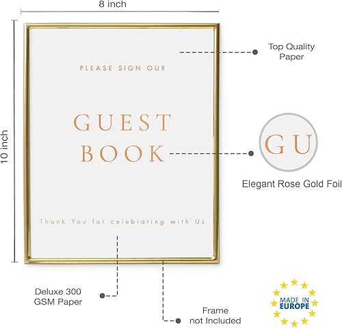 Miniatura 2 de Juego de 3 letreros de recepción de boda para ceremonia de 8 x 6 pulgadas, sin marco, libro de invitados con texto en inglés "Love", tarjetas de