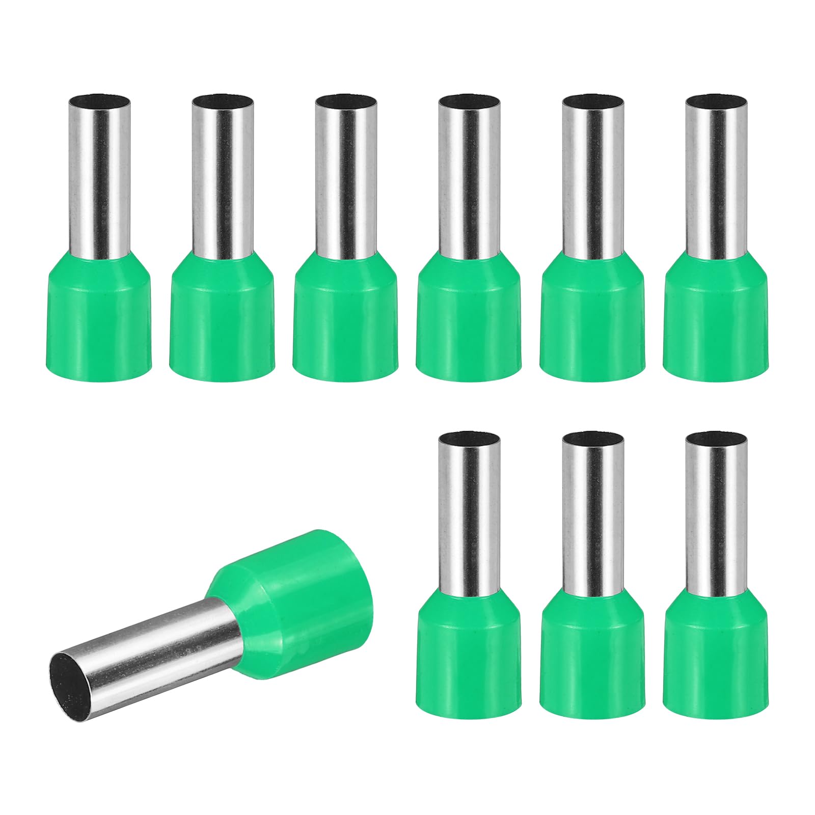 sourcing map 100 Pcs Wire Ferrule Connectors VE10-12 - 7AWG Crimp Copper Ferrules Terminals Connector Insulated Cord End Terminal for Electrical Projects Industrial Chemical Industry, Green