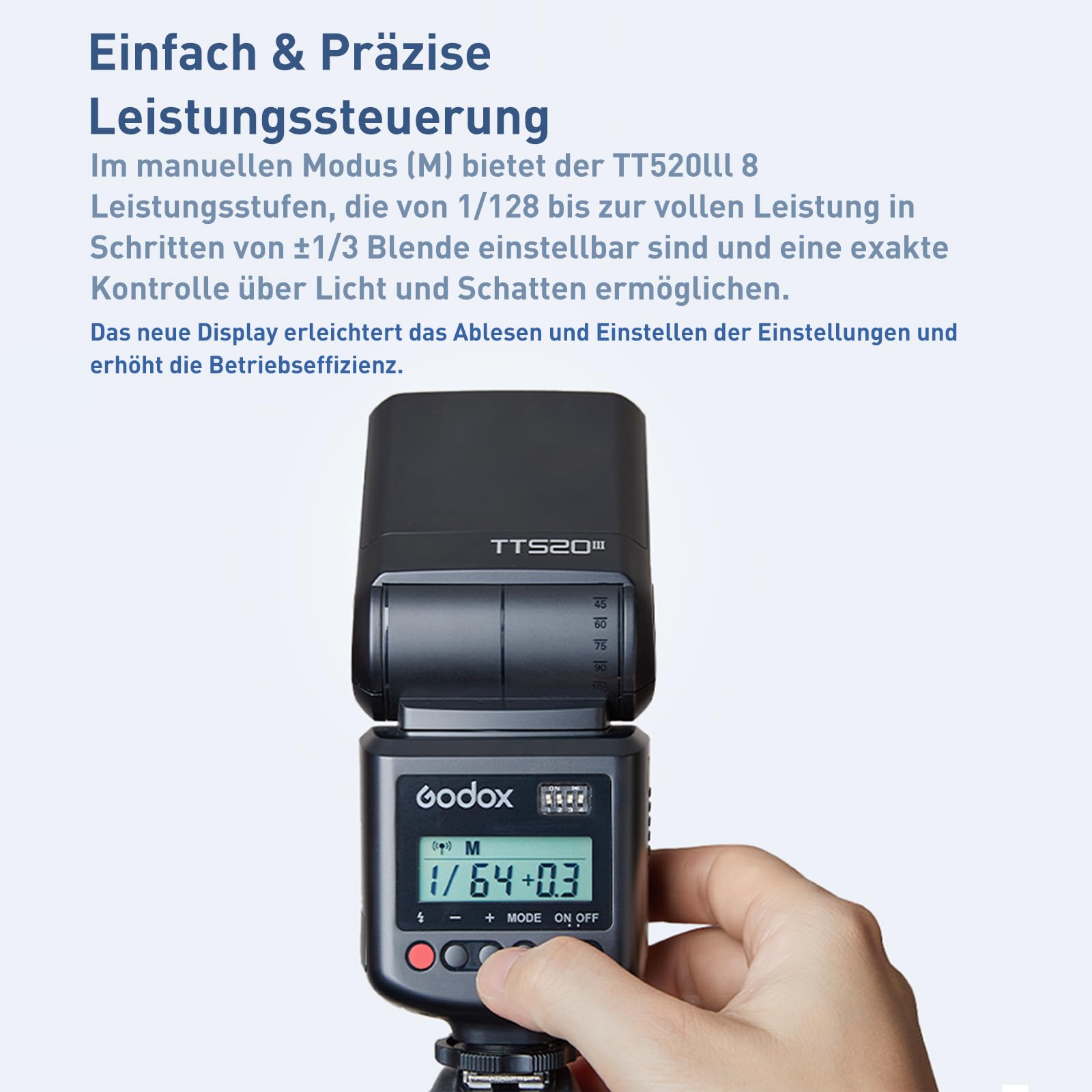 GODOX TT520III Kamerablitz Speedlite mit RT-16 Werfer, 433MHz Wireless Flash GN33 S1/S2 Optische Steuerung, Single Contact Hot Shoe Design, Batteriebetrieb, Kompatibel für Kameras