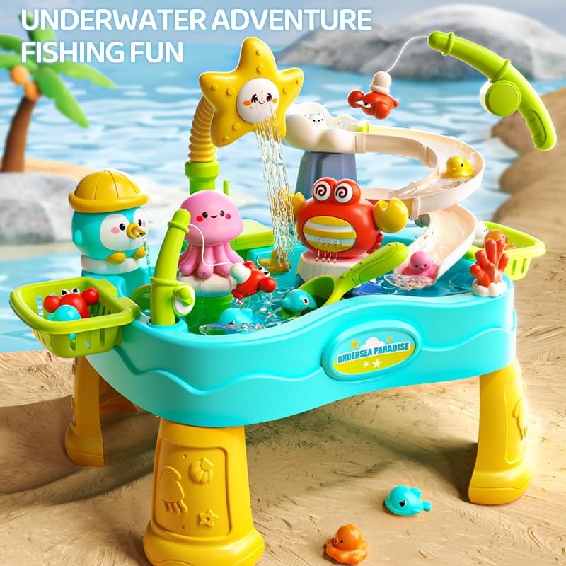 Ocean-Themed Water Table for Toddlers & Kids 3 , Outdoor Water Play Table COLOR PINK