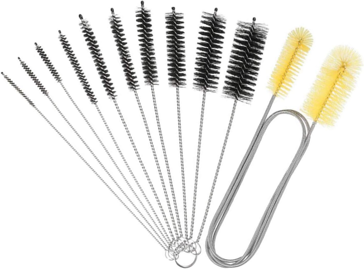 Circe-euFlexible Double-ended Hose Brush, Aquarium Filter Brush Nylon Tube Brush Set, Pipe Clean Stainless Steel Long Tube Cleaning Brush