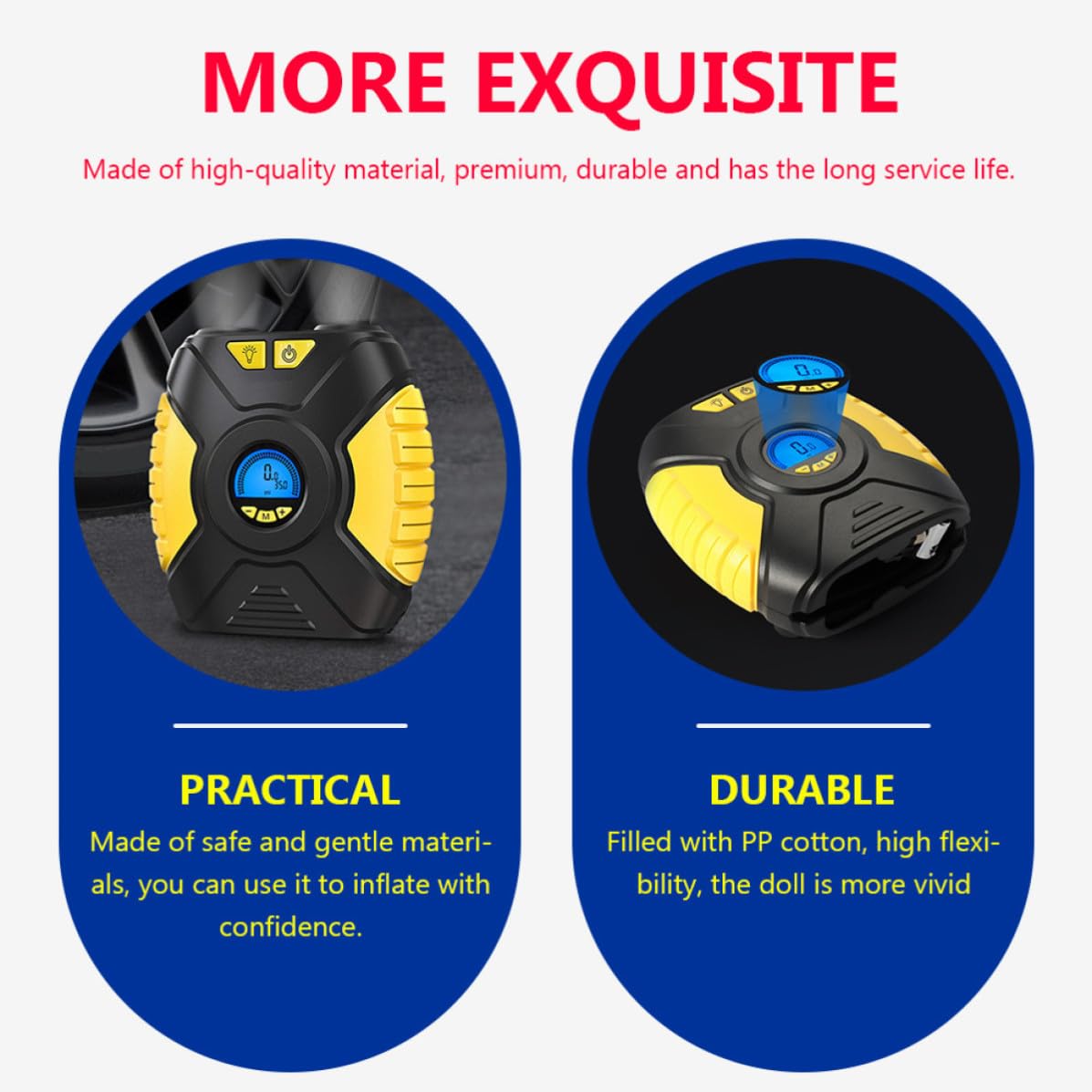 TEHAUX Compresor Portátil para Neumáticos de Coche Pantalla Digital Inteligente, Bomba de Aire de 25l, Material Plástico y Cobre, Adecuado para Viajes y Emergencias