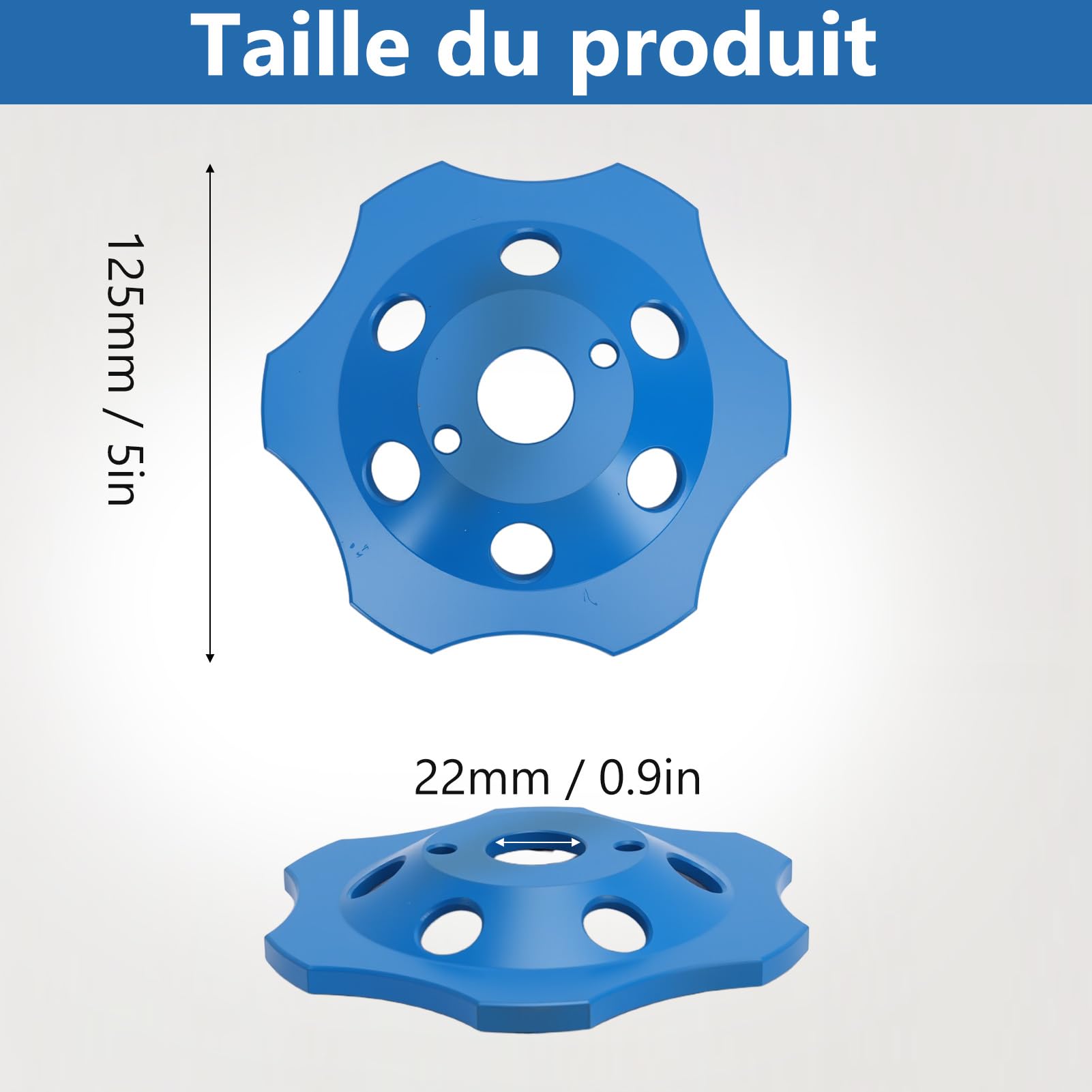 Disque Diamant 125 Beton, Disque Poncage Carrelage Béton Diamantée 125mm, Disque Meuleuse a Surfacer Beton pour Ciment Marbre Granit Pierre Briques Maçonnerie Plâtre Chape
