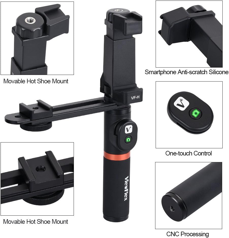 Crеаtіvе Prоduсt Smartphone Vlogging Kit Viewflex VF-H6 Recording Kit with Camera Video Microphone, LED Light, Handheld Grip for iPhone Samsung Galaxy Google Pixel Android Smartphones, for TikTok YouTube Facebook etc.