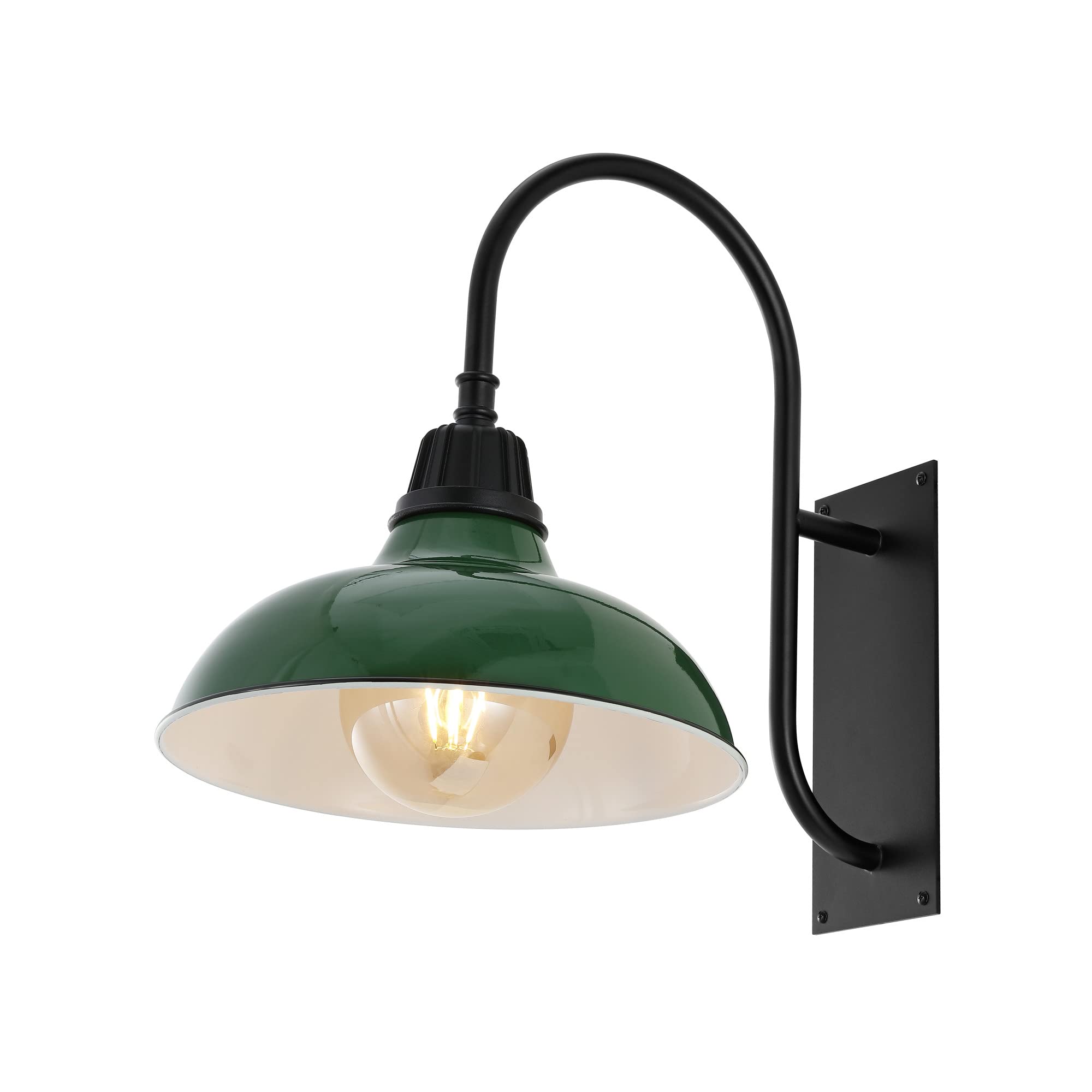 JONATHAN Y Stanley 1-Light Gooseneck Sconce 12.25", Green | Farmhouse Industrial Vintage Style, Indoor Or Outdoor, LED Bulb Included, Dimmable, Exterior Metal Lantern for Porch Garage