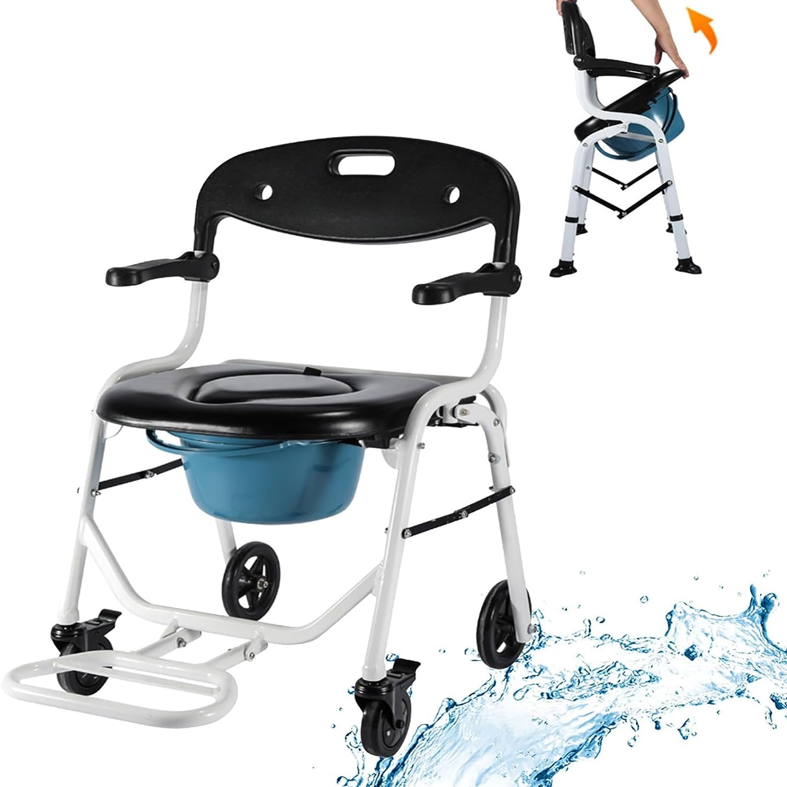 Chaise de douche de toilette réglable en hauteur siège rembourré PMR