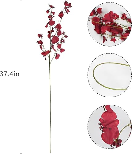 Miniatura 4 de IPOPU Orquídeas artificiales, 10 unidades (cada una de 37 pulgadas), orquídeas artificiales de tallo largo, orquídeas artificiales de seda falsas