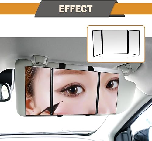 Miniatura 7 de Espejo cosmético para visera de automóvil, espejo cosmético de maquillaje, espejo plegable para automóvil, 12 pulgadas, universal para automóvil,