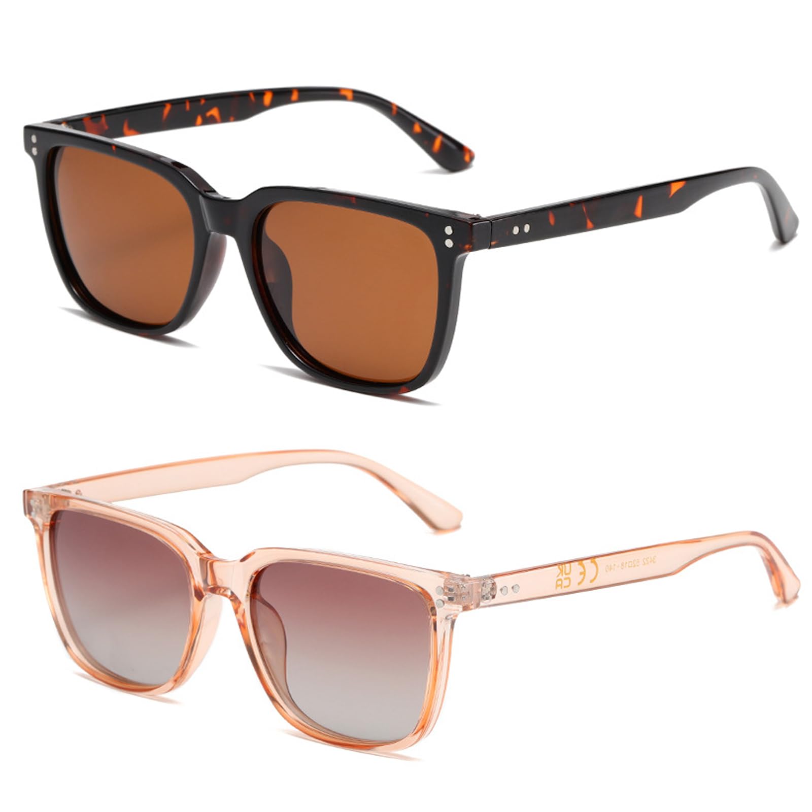 JSTHHTT 2 Pairs Polarized Sunglasses for Women, Retro Round Protection Uv400 Unisex Sunglasses for Driving Golf Beach Hiking Cycling