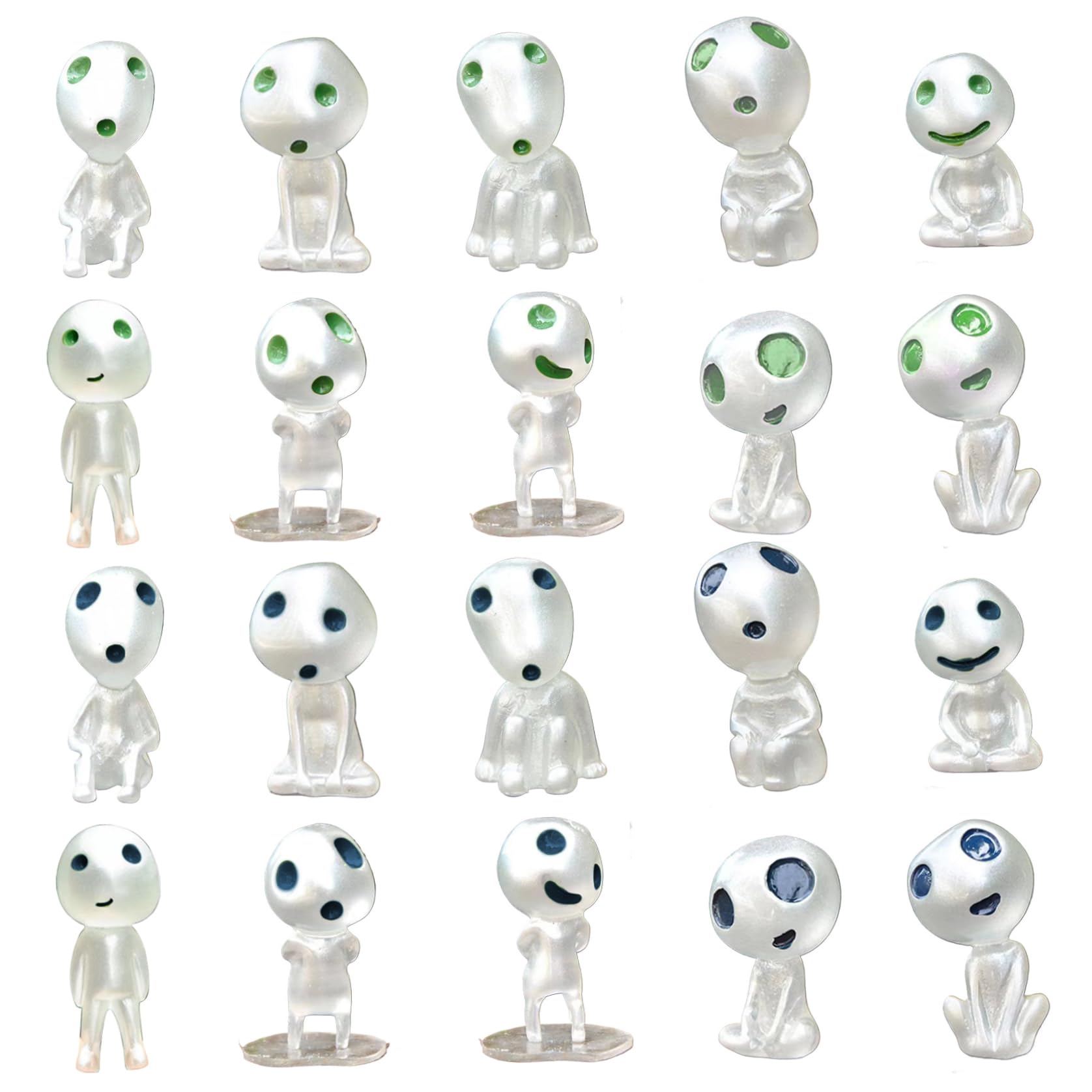 Takingup Alien Figurine 20Pcs Mini Alien Figures Glow in the Dark Toy 10 Styles Resin Figurines for Kids Party Favors