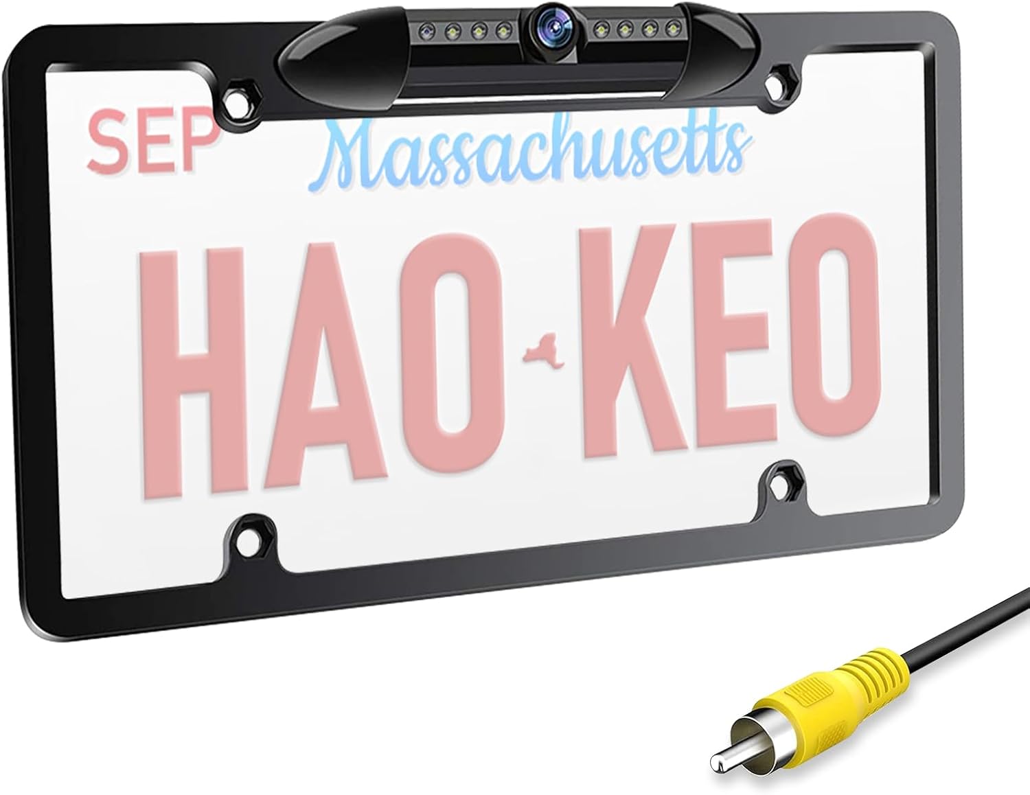 Backup Camera AHD 1080P Front Rear View Metal License Plate Camera with Night Vision, Waterproof Back up Camera for Cars/Truck/RV/Tractor/Semi-Trailers/Pickup