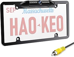 Backup Camera AHD 1080P Front Rear View Metal License Plate Camera with Night Vision, Waterproof Back up Camera for Cars/Truck/RV/Tractor/Semi-Trailers/Pickup