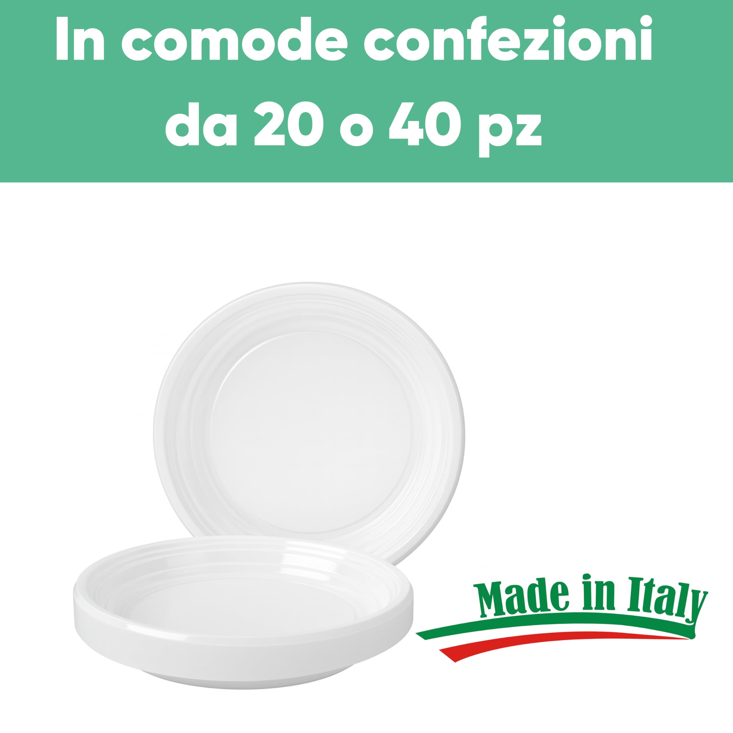 300 Piatti Piani Bianchi da Ø21cm - RIUTILIZZABILI - Base Antiscivolo, Robusti e Lavabili - Ideali per Sagre, Feste, Eventi - Scelta Ecologica e Sostenibile