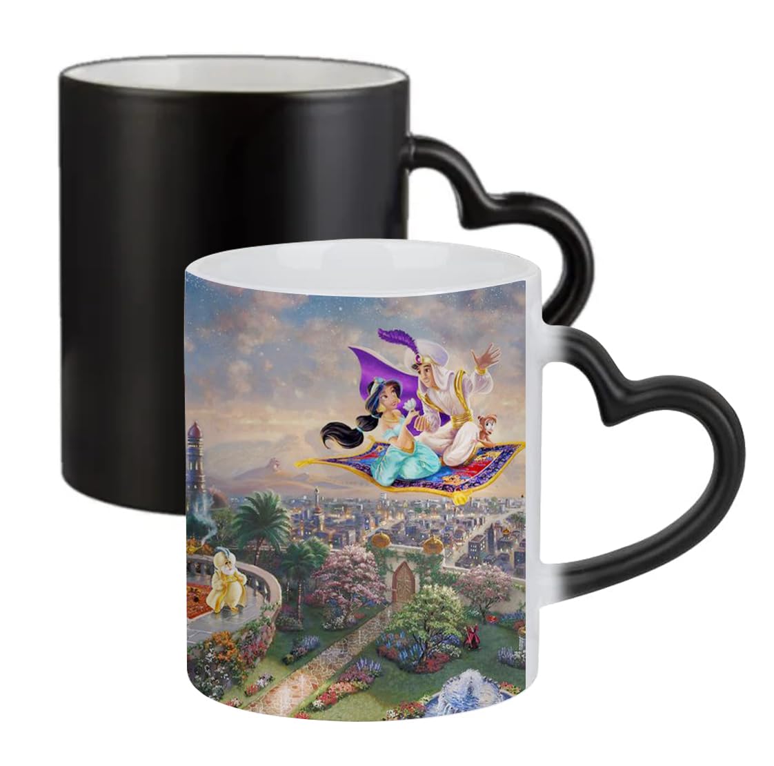 Giftme A Whole New World, Princess Jasmine, Poster of Cartoon, Ceramic Heart Handle Mug, Colour Changing Magic Mug.