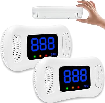2 Pack Carbon Monoxide Detectors,Carbon Monoxide alarm,CO Alarm Detector with Digital Display,Carbon Monoxide Alarms for Home SafetyBatteries Not Included