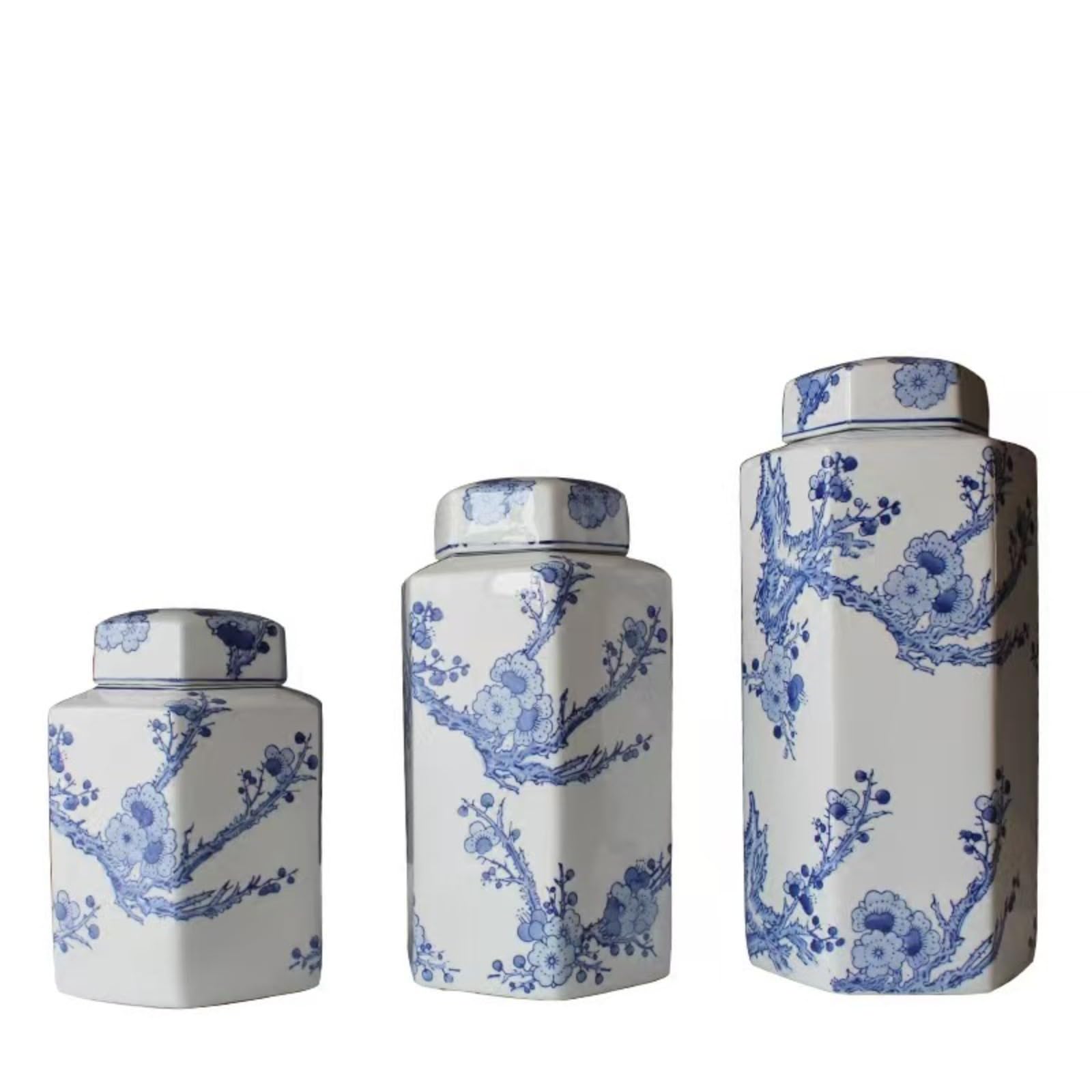 Vase carré en céramique bleu pour fleurs et décoration de salon vintage asiatique
